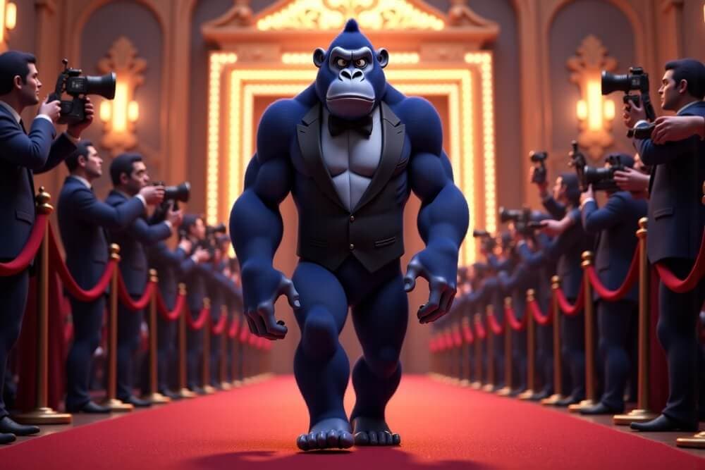 Lumpy walking the red carpet at a movie premiere