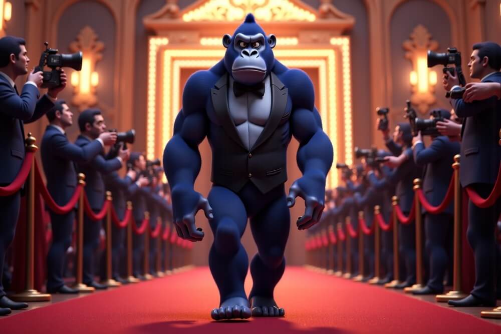 Lumpy walking the red carpet at a movie premiere